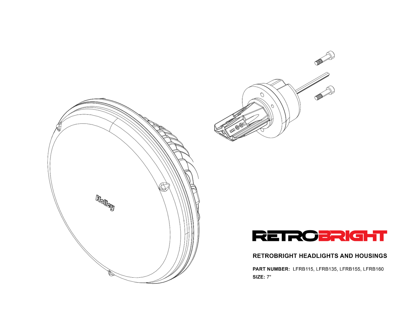 HOLLEY RETROBRIGHT 7 in. Round LED FORWARD FACING LIGHT - MODERN WHITE (5700K)