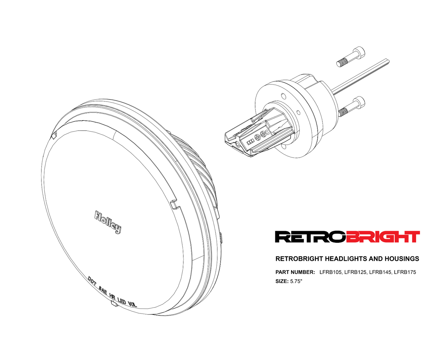 HOLLEY RETROBRIGHT LED FORWARD FACING LIGHT - MODERN WHITE (5700K)